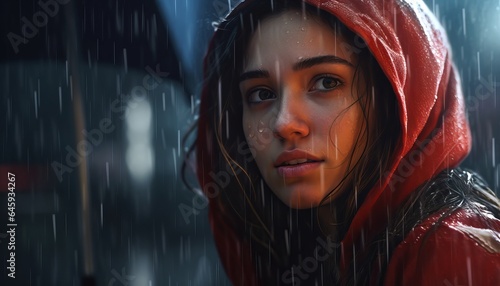A girl in the rain