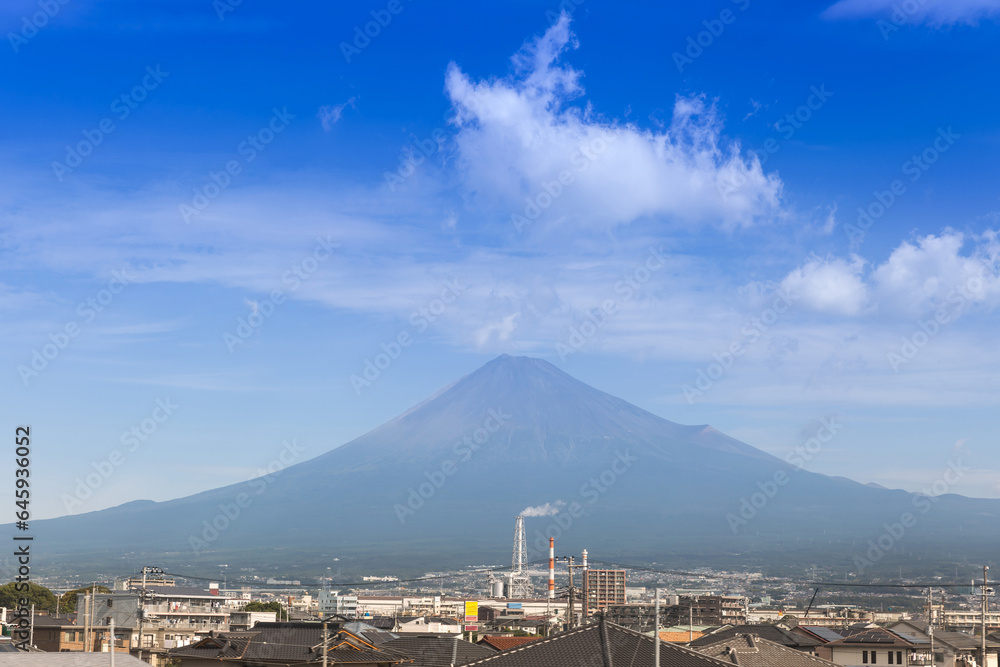 Fuji mountain with cityscape view background