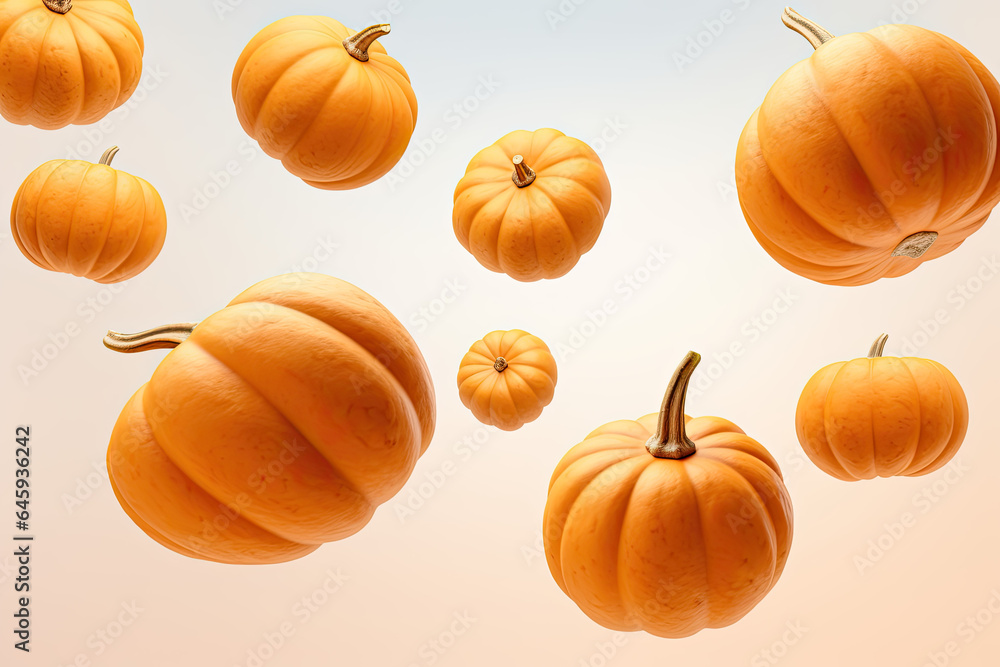 pumpkins flying in the sky , autumn background pumpkins flying in the sky , autumn background