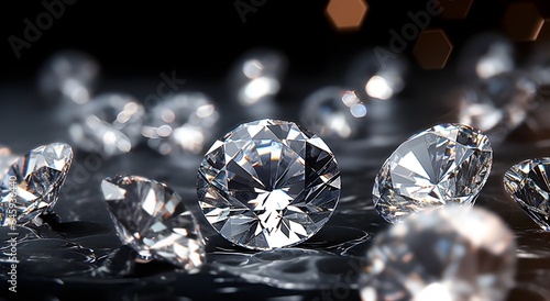 diamonds on black background photo