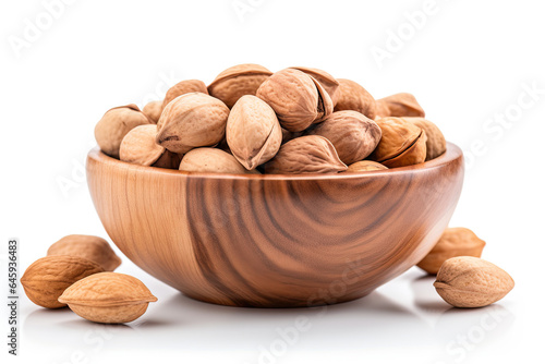 nuts in a bowl on a white background