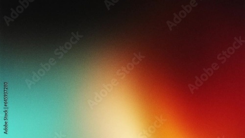 Vibrant VHS style rainbow teal white psychedelic grainy gradient color flow wave on black background, music cover dance party poster design. Retro Colors from the 1970s 1980s, 70s, 80s, 90s style
