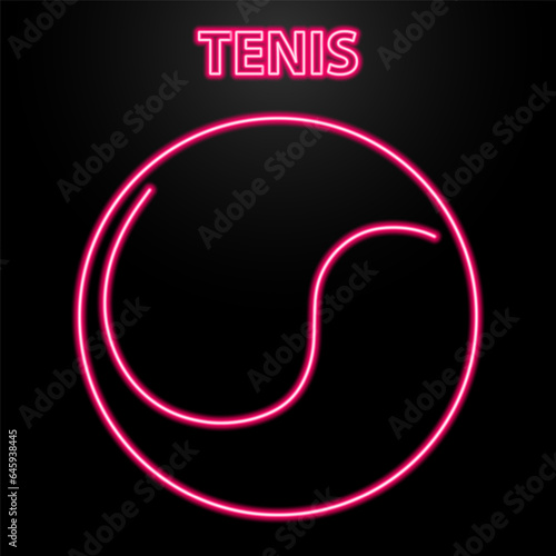 tennis neon sign, modern glowing banner design, colorful modern design trend on black background. Vector illustration.