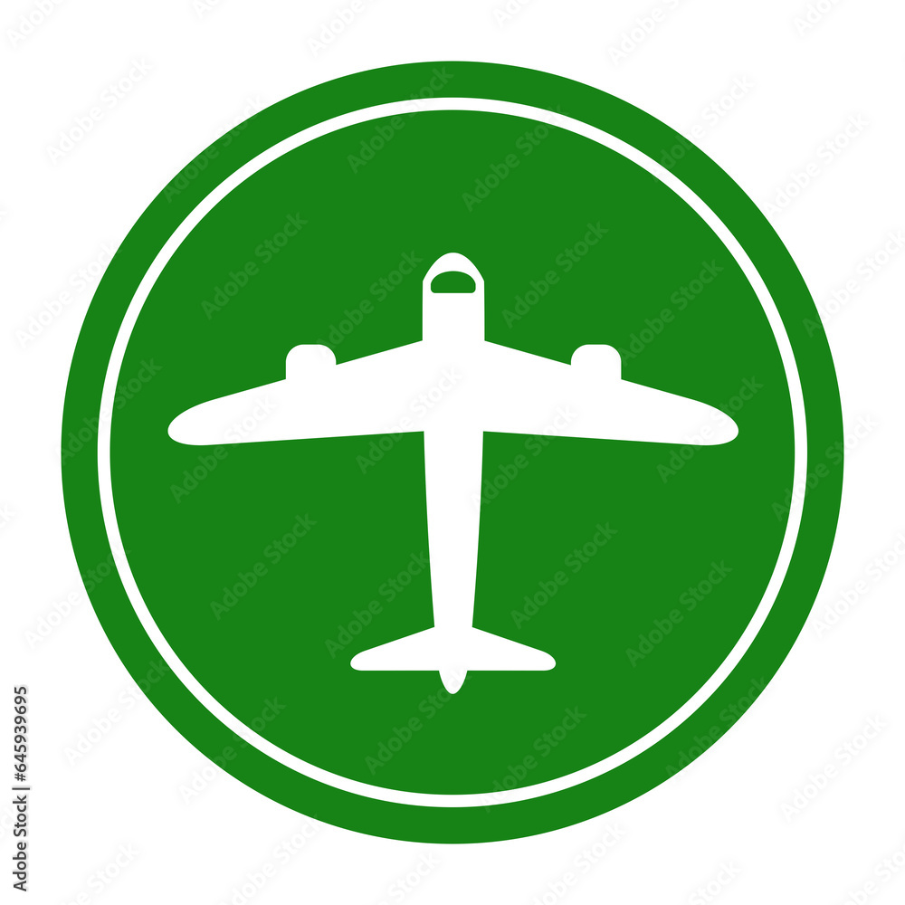 Fototapeta premium green airplane circle icon
