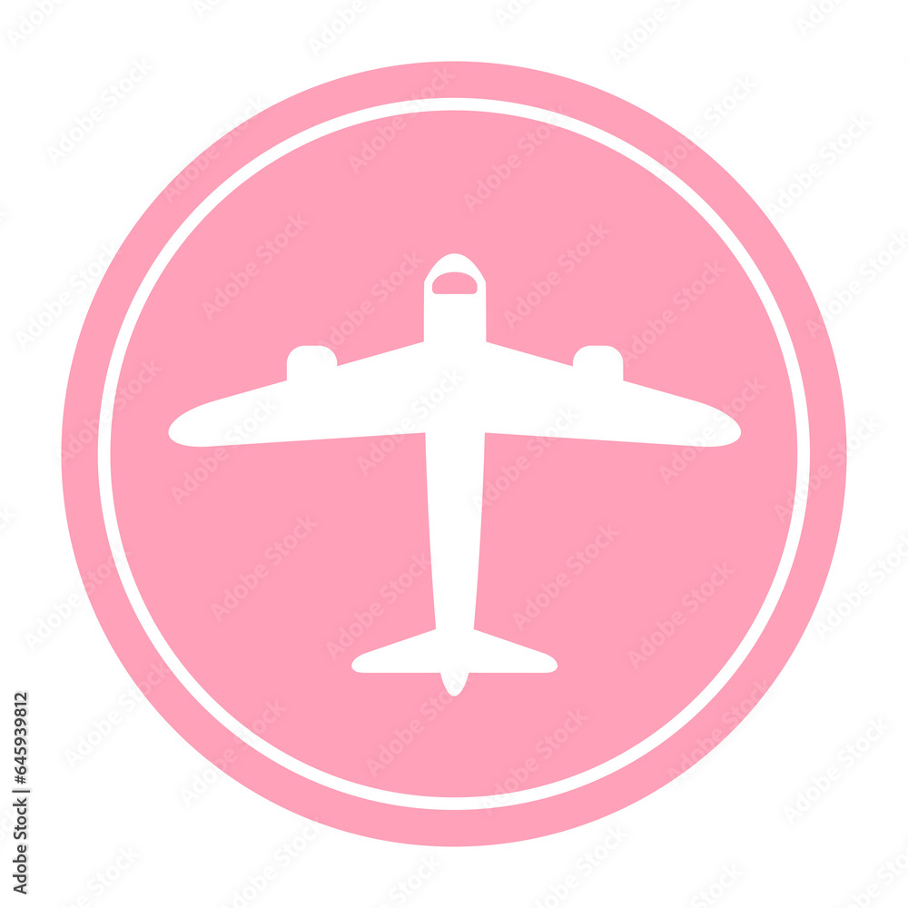Obraz premium pink airplane circle icon