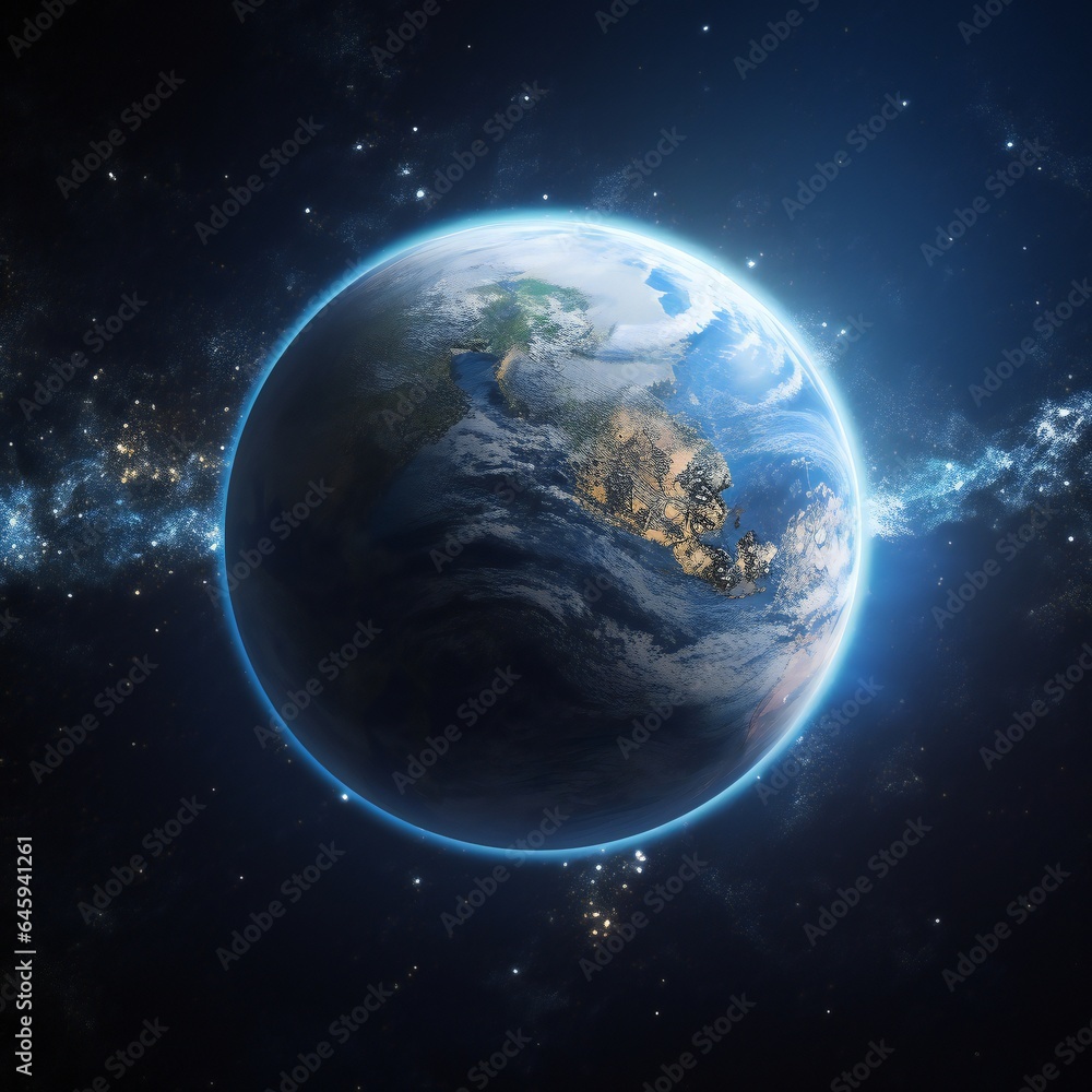Planet Earth from space. 3D illustration with detailed planet surface.