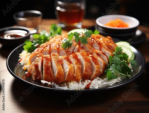 Tonkatsu, Japanese pork cutlet, crispy and savory, digital image