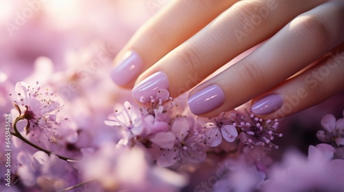 Delicate spring manicure inspired by pink cherry petals.