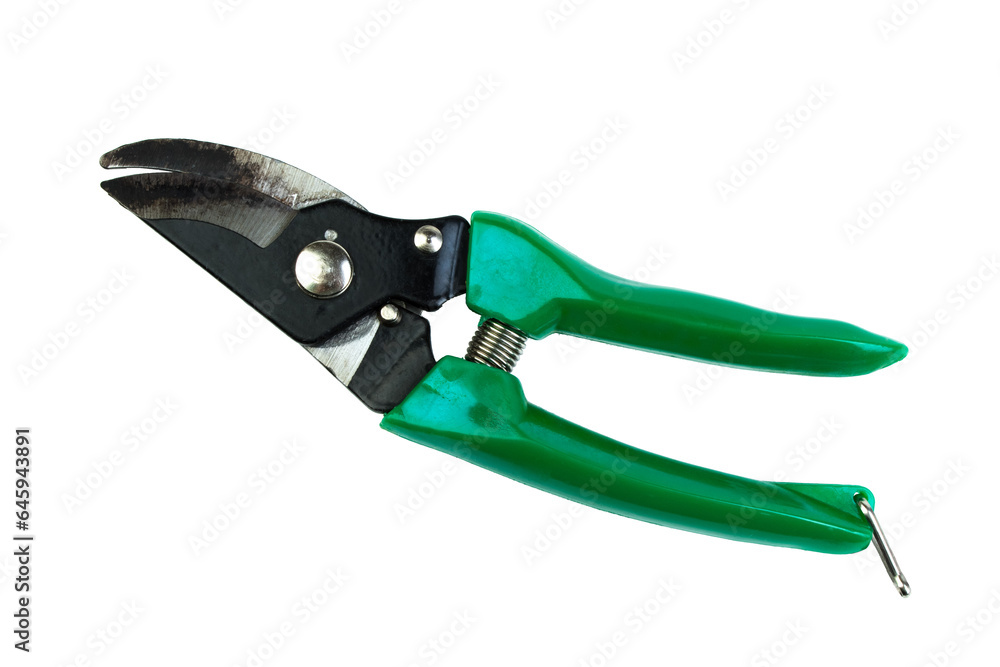 Obraz premium pruner isolated on a white background. Tool. Top view.