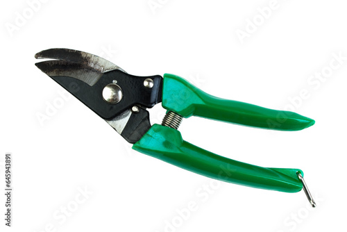 pruner isolated on a white background. Tool. Top view. photo