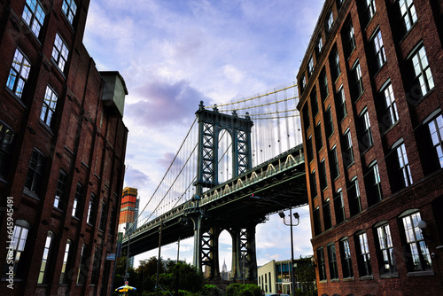 Fototapeta Naklejka Na Ścianę i Meble -  Iconic View of Manhattan Bridge from DUMBO, Brooklyn - New York City