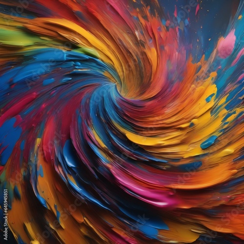 A mesmerizing swirl of vibrant paint splatters on an artists canvas2