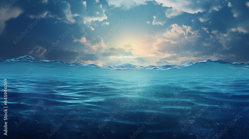 Obraz premium underwater scene with bubbles scene with sun rays Generate AI