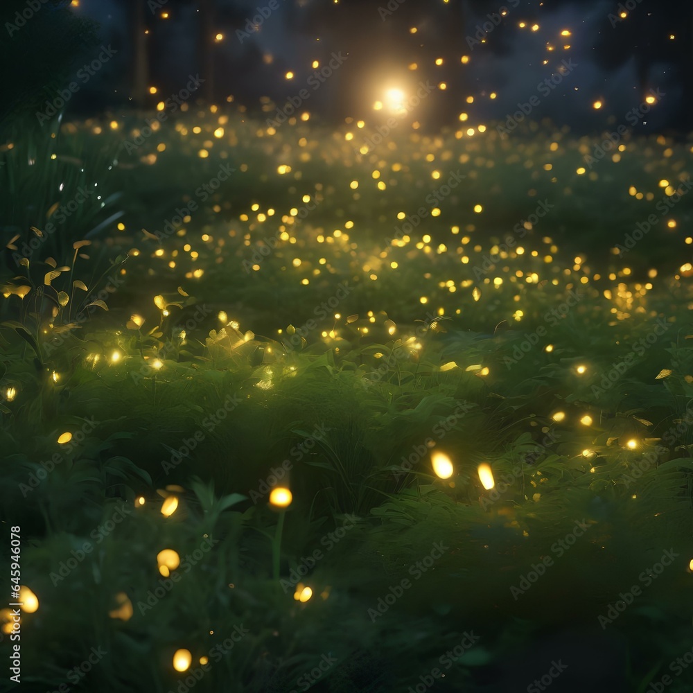 Fototapeta premium A field of fireflies illuminating a summer night in a symphony of light1