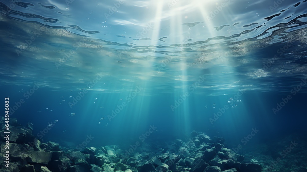 underwater scene with bubbles scene with sun rays Generate AI underwater scene with bubbles scene with sun rays Generate AI