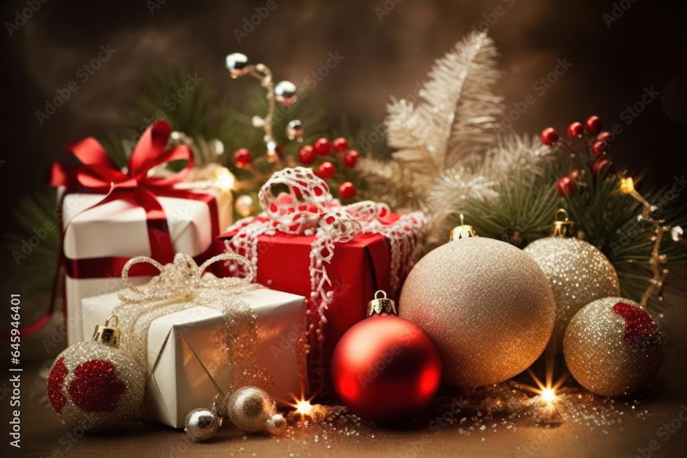 Christmas greeting card design with various Christmas compositions Christmas greeting card design with various Christmas compositions