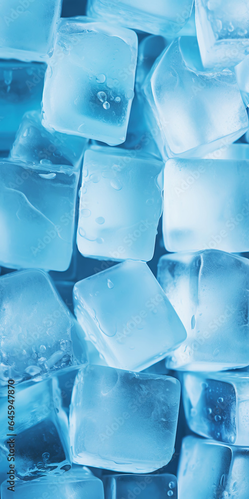 Ice cubes bluish background. Frozen water. Cold fresh concept. Generative AI Ice cubes bluish background. Frozen water. Cold fresh concept. Generative AI
