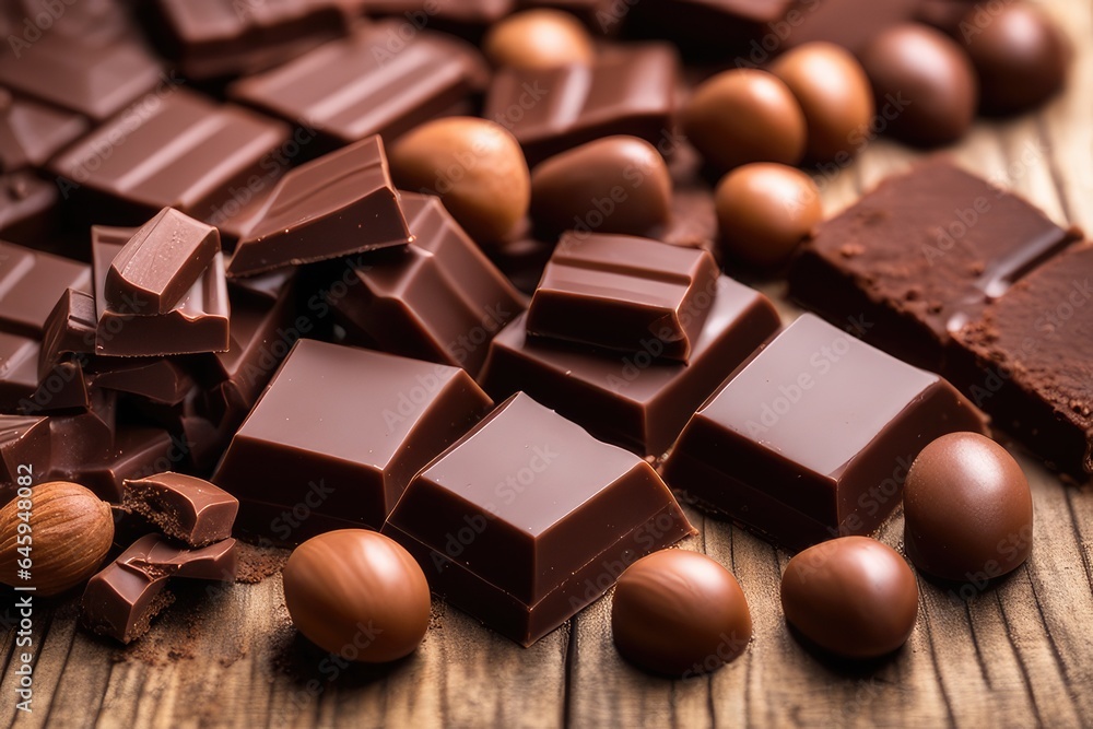 chocolates on wooden table chocolates on wooden table