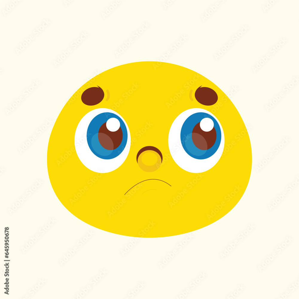 Flat design bored emoji illustration
