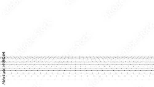 Technology wireframe landscape. Vector perspective grid. Digital space. Mesh on white background.