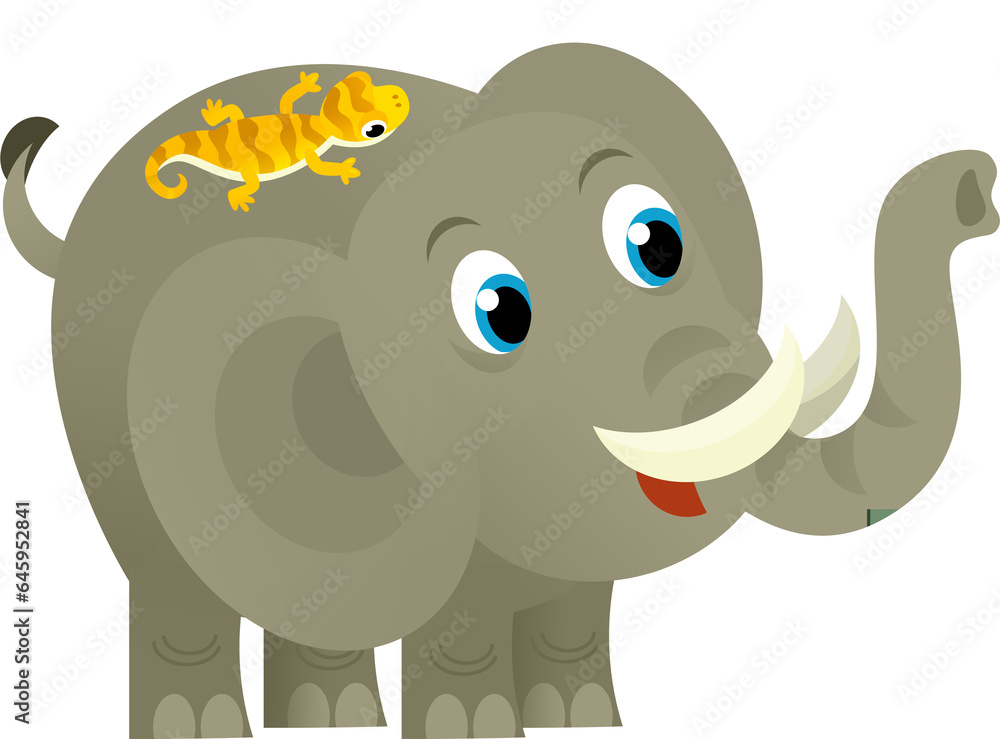 Cartoon wild animal happy young elephant on white background - illustration for the children Cartoon wild animal happy young elephant on white background - illustration for the children