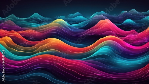 Abstract Colorful Hight Ocean Wave,Lined Wave Illustration