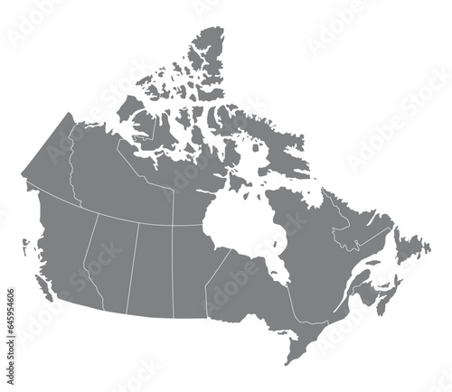 Canvas Print Map of Canada in political regions. Canadian map.