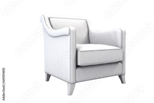 A white elegant armchair, is isolated on a transparent background.