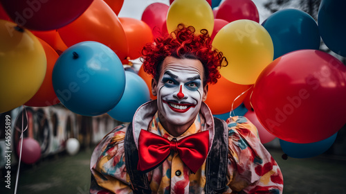 Balloon-Filled Laughter: Funny Clown Spreads Joy and Cheer © Abzal