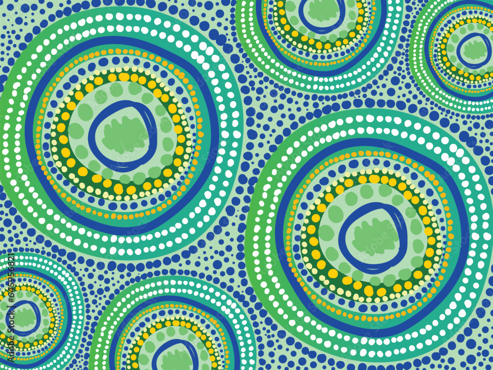 Fototapeta premium A circle illustration with dots inspired by Aboriginal art
