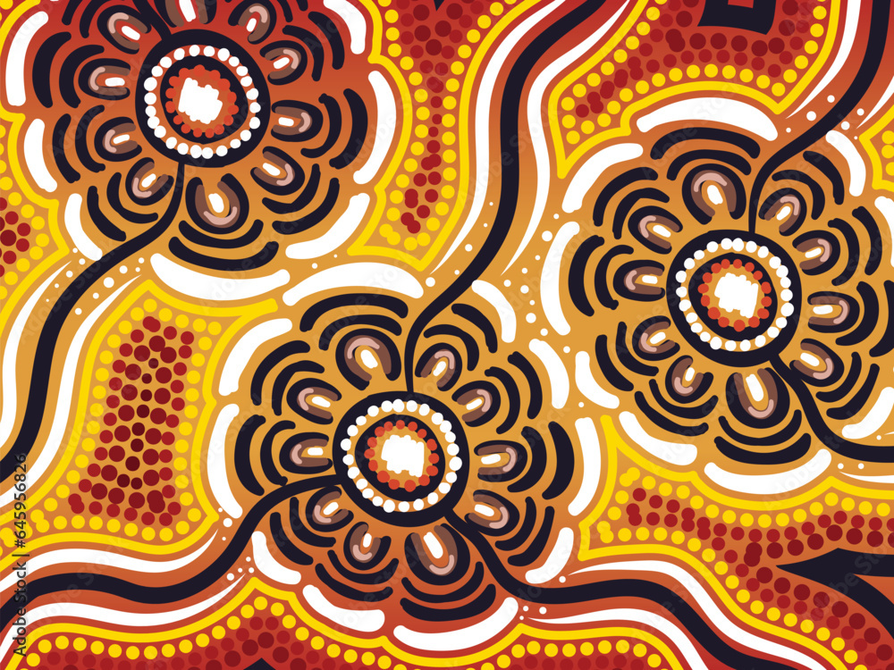 Aboriginal culture's dot art expressed in a vector painting Aboriginal culture's dot art expressed in a vector painting
