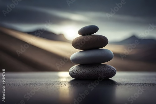 zen stones on the beach