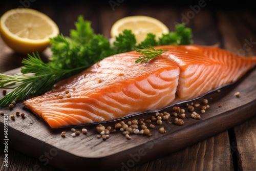 fresh salmon on a board