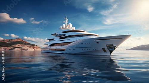 High resolution 3D image that is incredibly realistic and detailed of a luxury super yacht photo