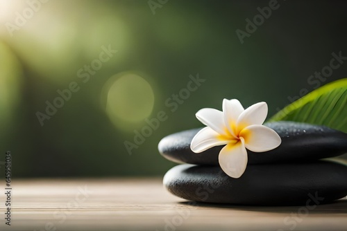 spa stones with frangipani flower