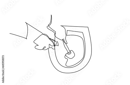 toilet bowl cleaning brush detergent gloves lifestyle line art design