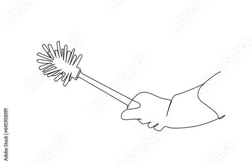 toilet bowl cleaning brush detergent gloves lifestyle line art design