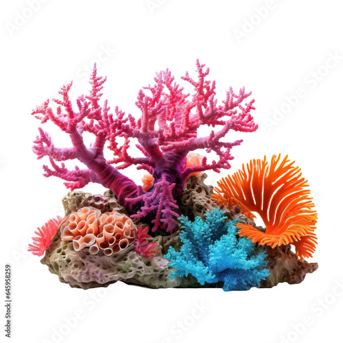 Fototapeta Naklejka Na Ścianę i Meble -  coral reef isolated PNG on transparent background cutout, generative ai