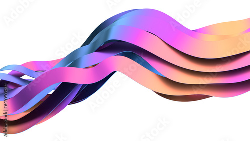 Colorful curved lines, 3d render