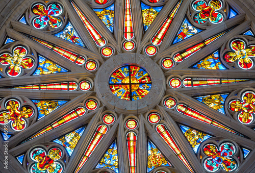 Cathedral of the holy cross, Orleans, France, stained glasses photo