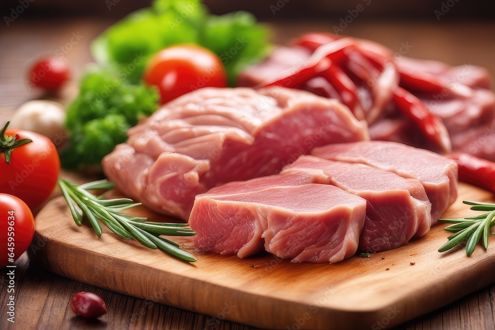 raw meat and vegetables raw meat and vegetables