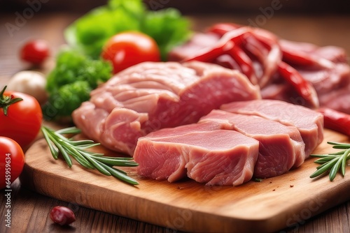 raw meat and vegetables