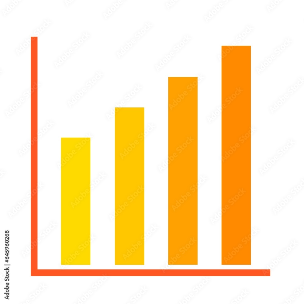 Chart Icon with orange bars showing increases isolated on white background. Bar symbol graphic. Illustration. Chart Icon with orange bars showing increases isolated on white background. Bar symbol graphic. Illustration.