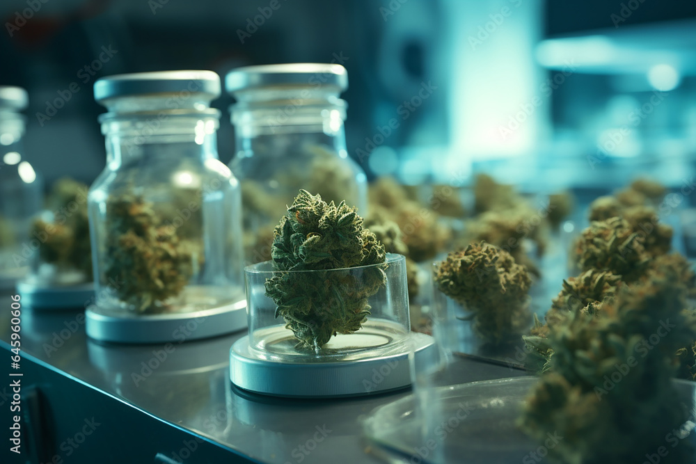 Marijuana is being researched in a laboratory Marijuana is being researched in a laboratory