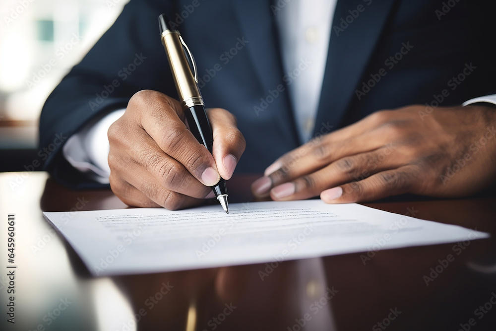 A businessman who signs an important business contract A businessman who signs an important business contract