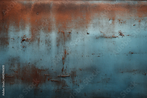A blue metal surface has rusted