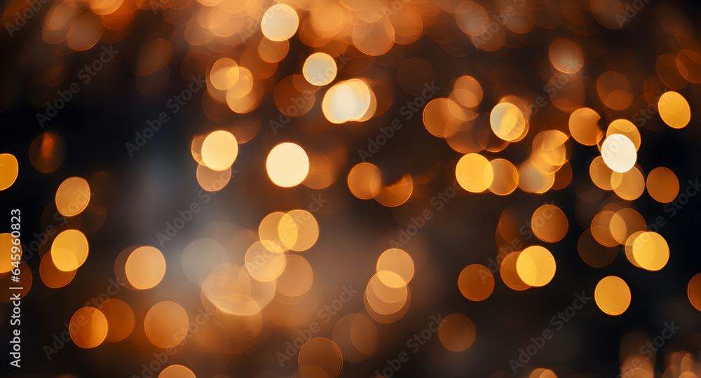 Christmas lighting and decoration: bokeh lights on a dark background. Background and lights out of focus.