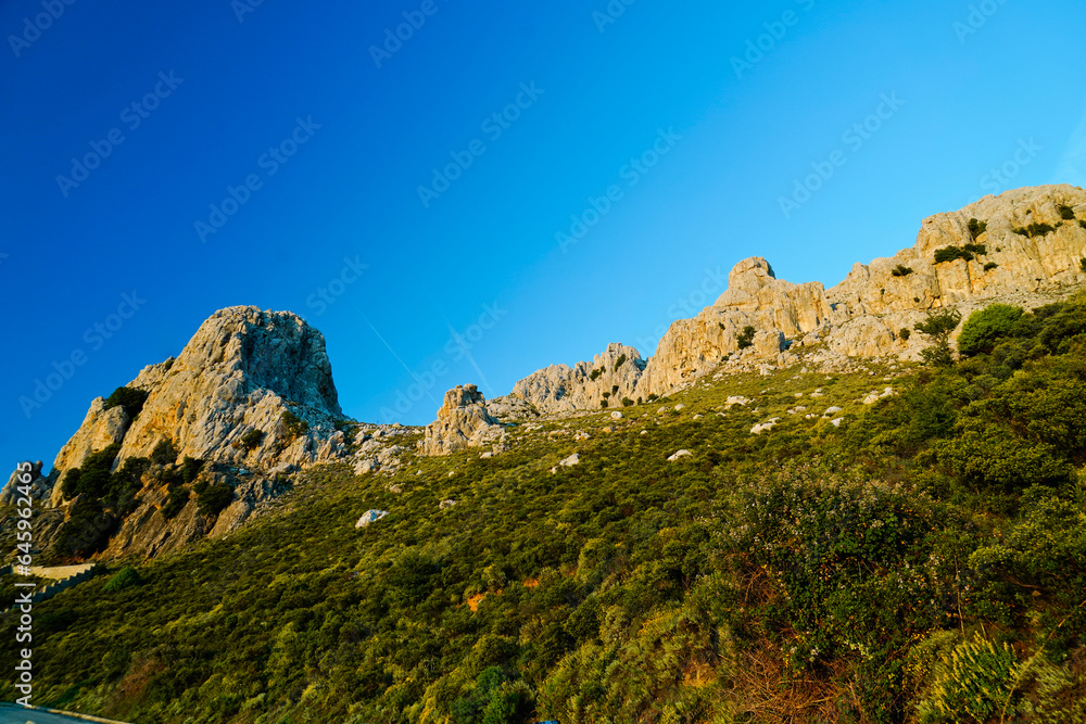 Panorama del Monte Albo Baronie al tramonto Siniscola.  Provincia di Nuoro, Sardegna. Italy