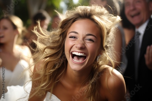 Young bride at her summer wedding Convey real emotions