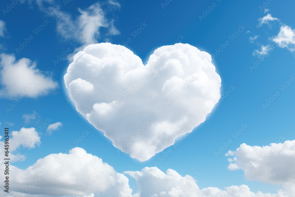 Heart-shaped clouds in the sky. Sky background with clouds